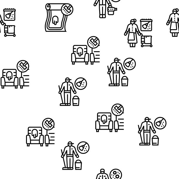 清洁建筑和设备矢量无缝模式图片下载