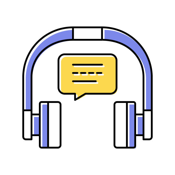 听音乐耳机颜色图标矢量插图图片下载