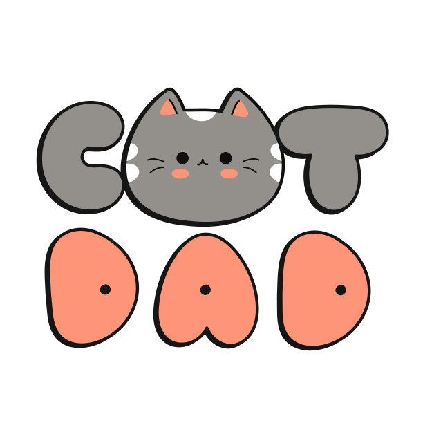 猫爸印花t恤的概念。矢量手绘涂鸦线卡通插图。猫爸引用打印t恤，海报，贴纸，封面，徽章，标志概念图片下载