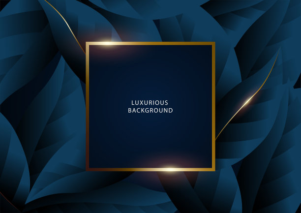 豪华抽象的叶子与金色框架图片下载