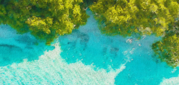 抽象的蓝色水彩背景纸纹理图片下载