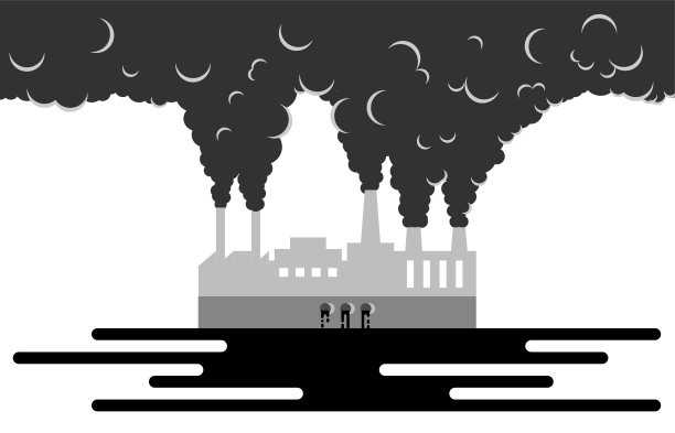 工厂污染环境平坦的风格向量图片下载