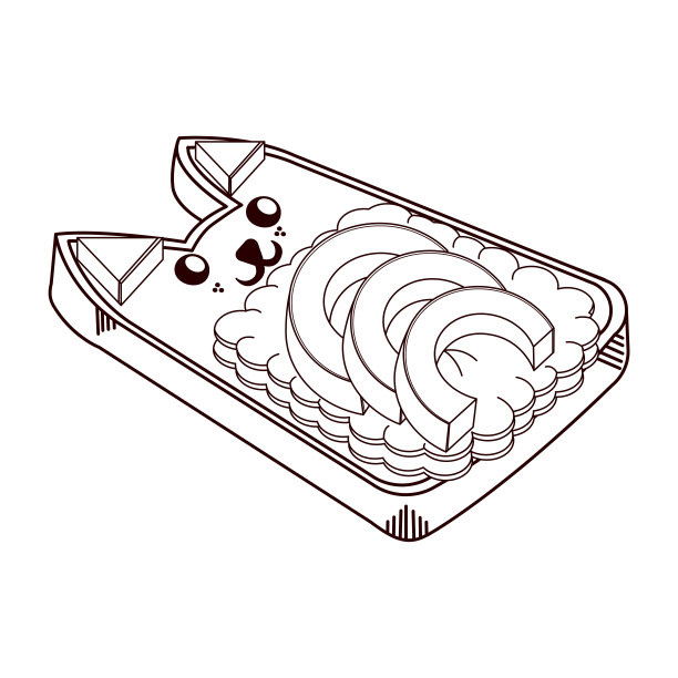 孤立的烤牛油果绘制食物健康矢量图图片下载