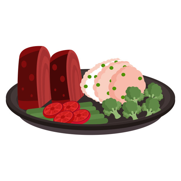 孤立的肉类蔬菜甜食矢量插图图片下载