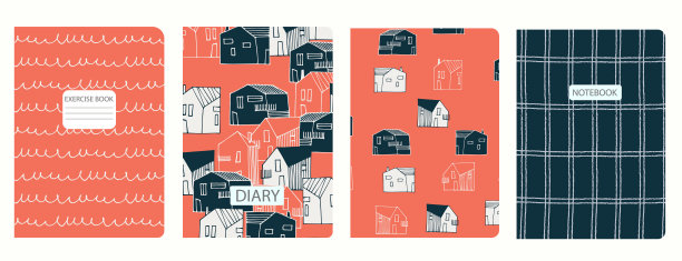 封面页模板基于模式与城镇景观，网格模式。非常适合做笔记本，日记图片下载