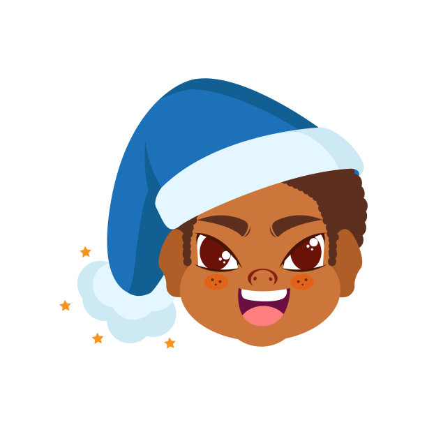 孤立的蓝色男孩圣诞节表情符号矢量插图图片下载
