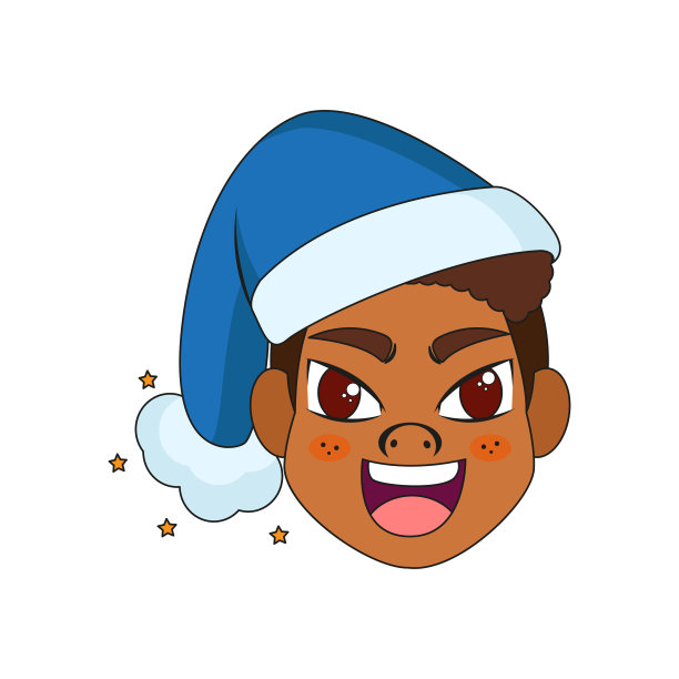 孤立的蓝色人圣诞节边线矢量插图图片下载