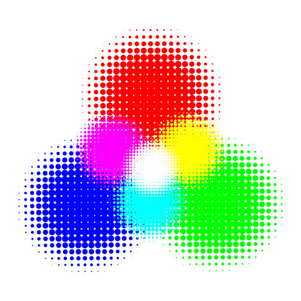 RGB和CMYK半色调矢量插图颜色图片下载