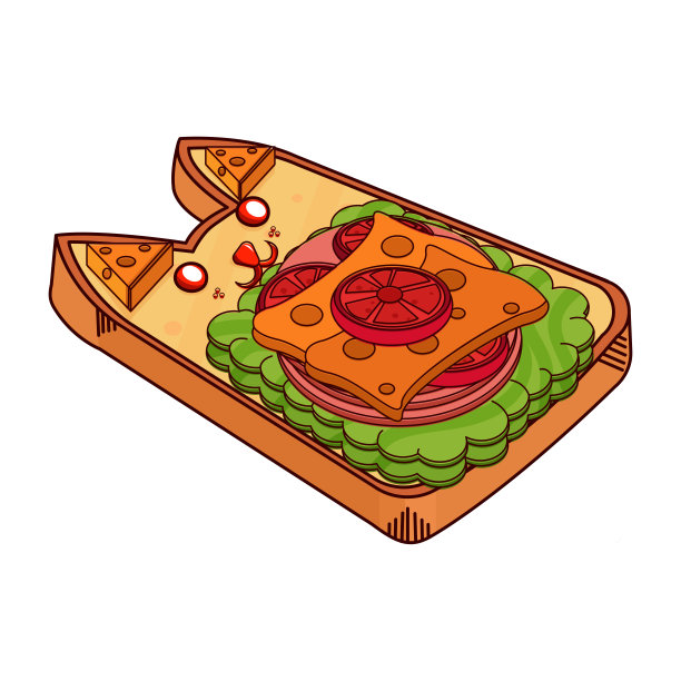 孤立的烤蔬菜食物矢量插图图片下载