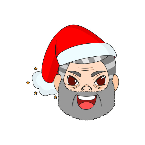 孤立的红色老人圣诞边线矢量插图图片下载
