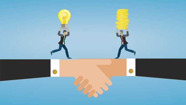 协议。人们在中间相遇时，两只手握在一起。矢量插图。图片下载