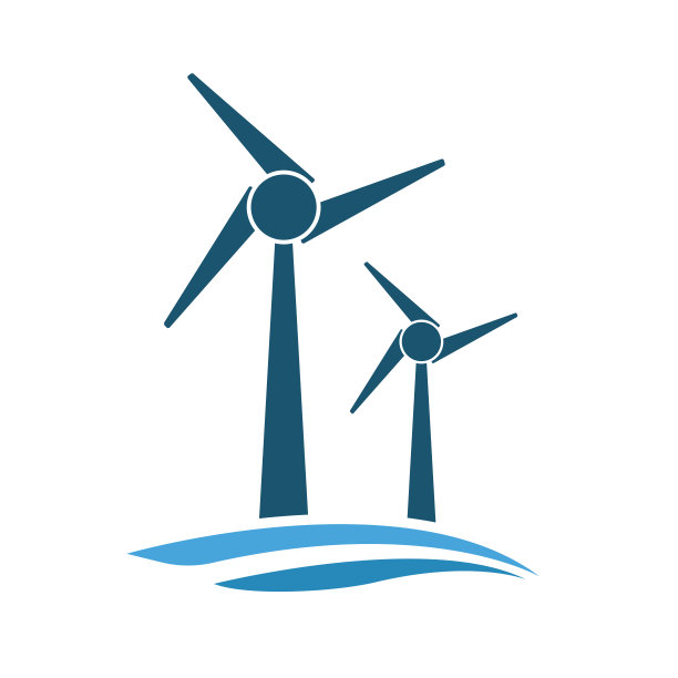风力涡轮机图标矢量简单脱色白色背景图片下载
