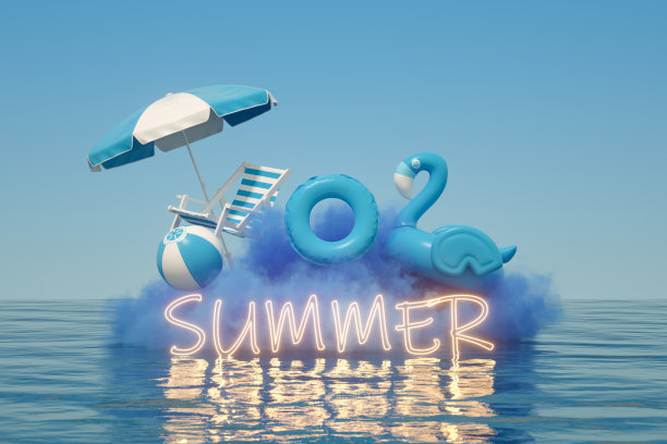 霓虹灯光夏日度假旅游概念云海图片下载