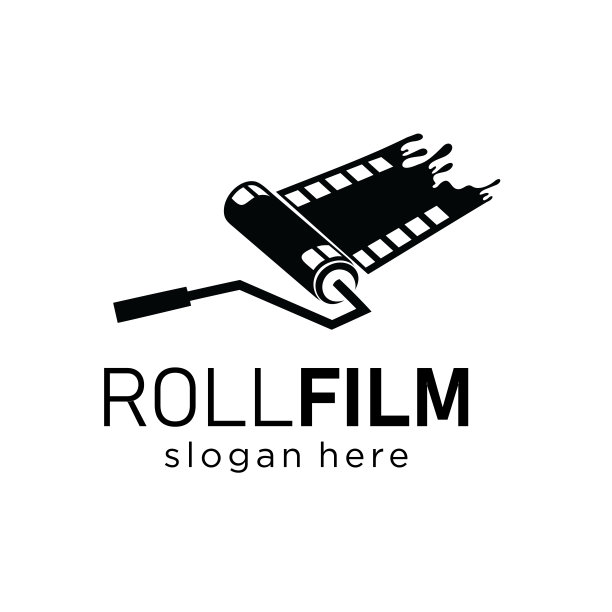 电影油漆模板设计矢量股票。滚动视频和刷黑色剪影图片下载