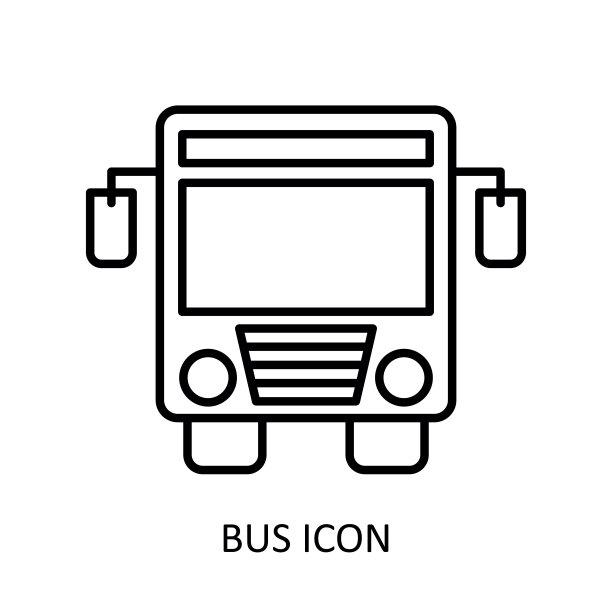 矢量插图与总线图标。轮廓图图片下载