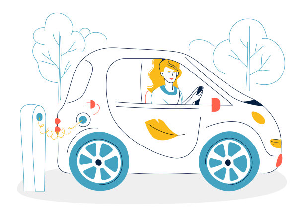 电动汽车-现代平面设计风格插图图片下载