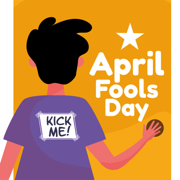 背上贴着“踢我”字条的男人，愚人节模板矢量素材图片下载