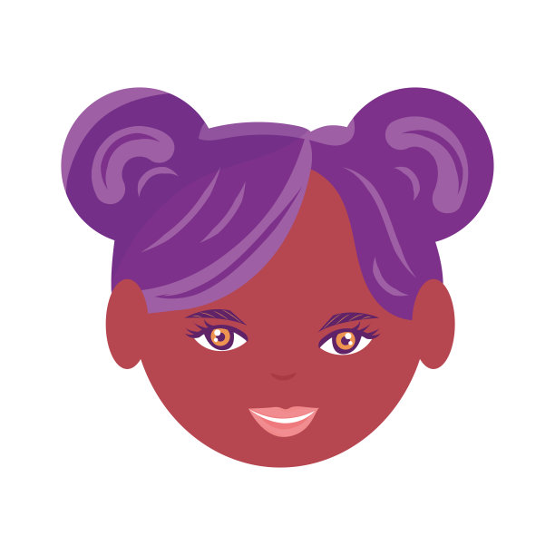 一个快乐的非洲裔美国女孩矢量的孤立化身图片下载