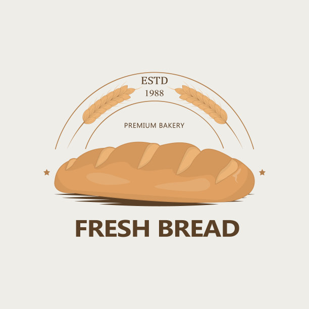 面包房法棍面包与文本新鲜面包vintage标签图片下载