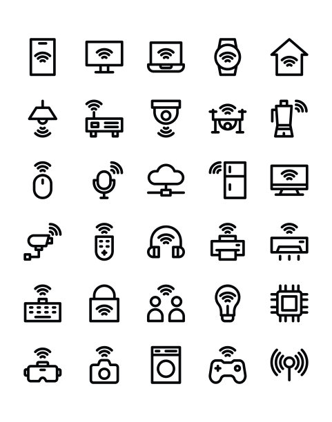 物联网图标设置30孤立在白色背景上图片下载