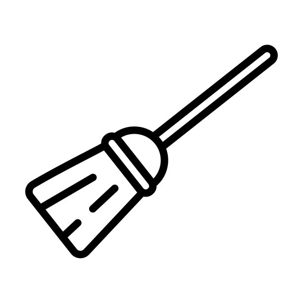 魔法扫帚图标从万圣节收集。薄线性魔法扫帚，魔法，帽子轮廓图标孤立在白色背景。线向量魔扫帚符号，网络和移动的符号。图片下载