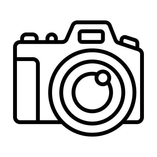 大相机图标从硬件收集。薄线性大相机，相机，技术轮廓图标孤立在白色背景。线向量大相机标志，网络和移动符号。图片下载