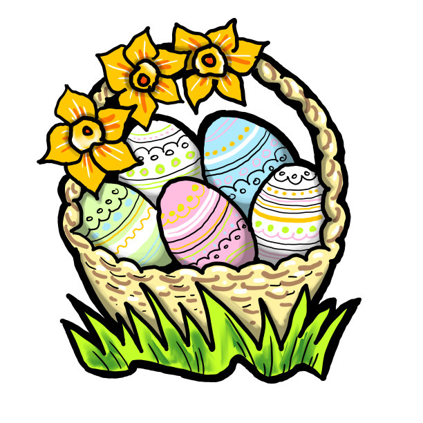 装有彩蛋的复活节篮子图片下载