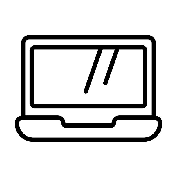 笔记本电脑屏幕图标从硬件收集。薄线性笔记本电脑屏幕，屏幕，笔记本电脑轮廓图标孤立在白色背景。线向量笔记本电脑屏幕符号，网页和移动的符号。图片下载