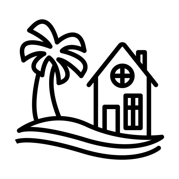 海滩别墅图标从假日收集。薄线性海滩房子，海滩，房子轮廓图标孤立在白色背景上。线向量海滨别墅标志，网络和移动的符号。图片下载