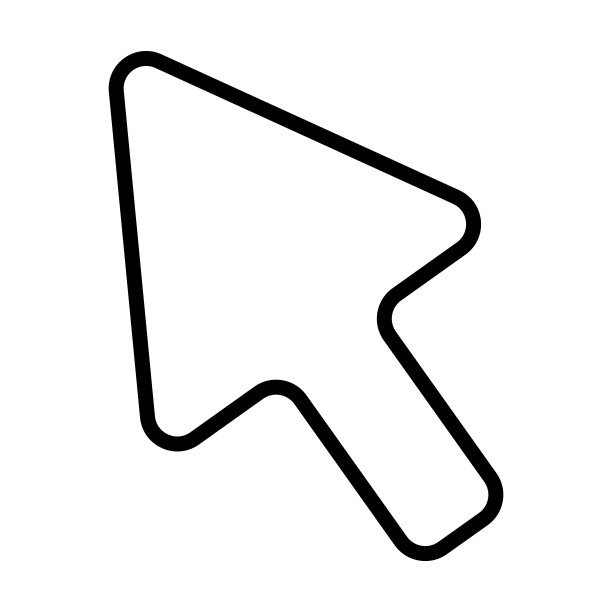 用户界面集合中的光标箭头图标。细线性光标箭头，光标，箭头轮廓图标孤立在白色背景上。线向量光标箭头符号，网页和移动符号。图片下载