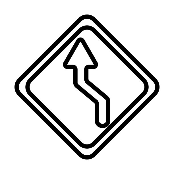 左反向曲线图标从用户界面集合。细线性左反向曲线，箭头，曲线轮廓图标孤立在白色背景。线向量左反曲线符号，符号为网和。图片下载