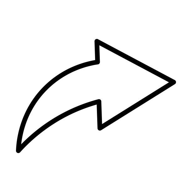 用户界面集合中的右曲线箭头图标。细线性右曲线箭头，箭头，向上轮廓图标孤立在白色背景上。线向量右曲线箭头符号，符号为网和。图片下载