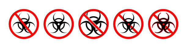 阻止有毒的迹象。红色停止有毒图标孤立在白色背景上。标志生物危害和辐射。对危险警告。有毒，放射性和化学武器。向量图片下载