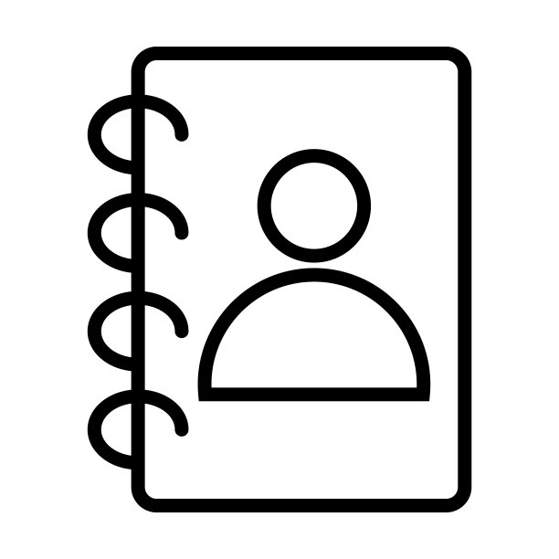 从用户界面收集联系笔记本图标。薄线性接触笔记本，笔记本，手机轮廓图标孤立在白色背景。线向量联系笔记本符号，符号为网和网。图片下载