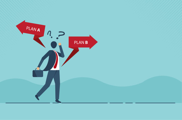 商人试图在方案A和方案b之间做出选择。商业选择和困境概念。矢量设计图片下载