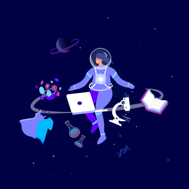 庆祝国际妇女节快乐。的概念。在太空释放快乐的宇航员。自信的女人。选择职业的机会。女性的想法,赋权。平面动机矢量插图图片下载