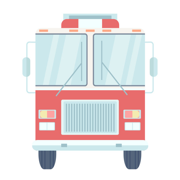 消防车半平面颜色矢量对象图片下载