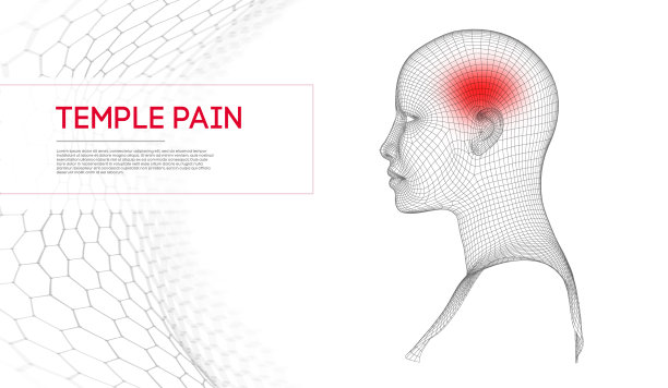 美丽的女人太阳穴头痛。医学背景矢量图片下载