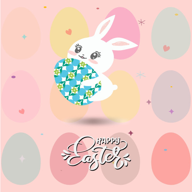 一只兔子抱着一颗巨大的蛋。图片下载