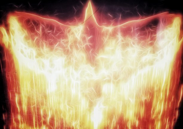 一只凤凰在黑暗中拍打翅膀的插图图片下载