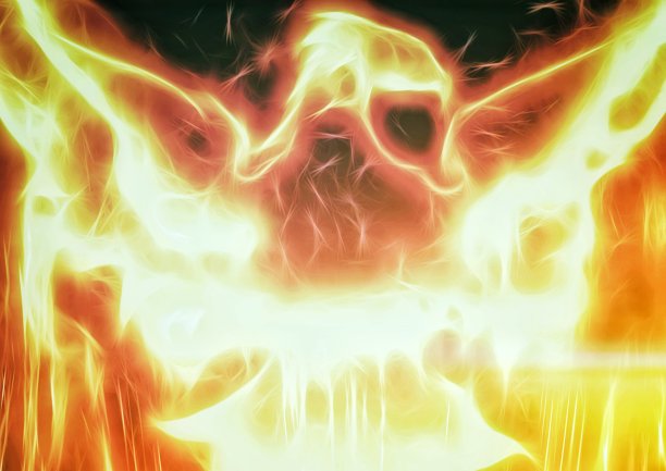 一只凤凰在黑暗中拍打翅膀的插图图片下载