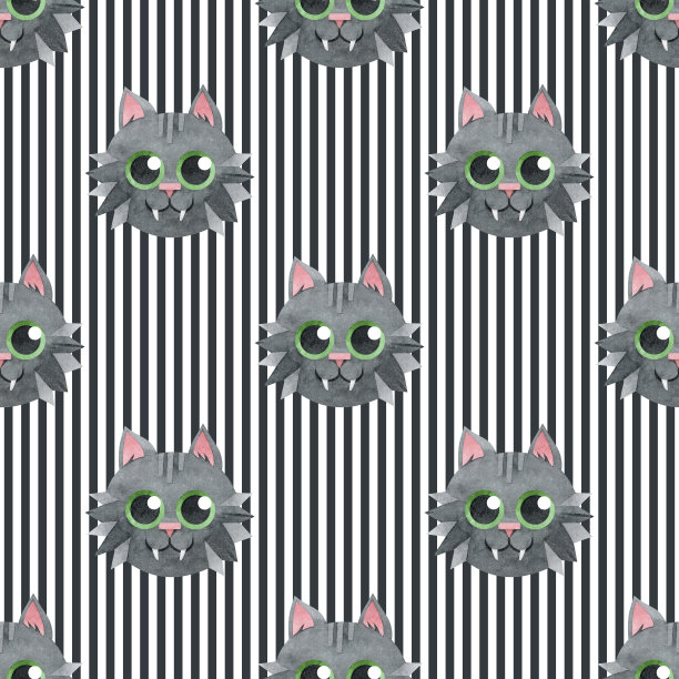 黑猫的条纹图案。图片下载