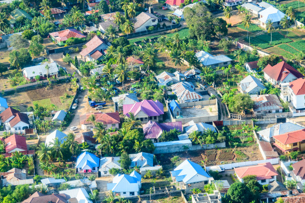鸟瞰图，坦桑尼亚桑给巴尔岛(Unguja)的首府桑给巴尔市图片下载