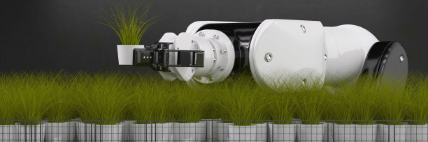 机器人手臂与植物3d渲染图片下载