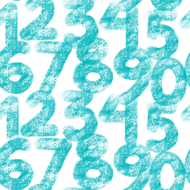 无缝图案，数字按顺序分布。画的数字在grunge半色调。粉笔纹理。学校的数学背景。纺织品、面料、横幅、海报、包装、墙纸的时尚设计。图片下载