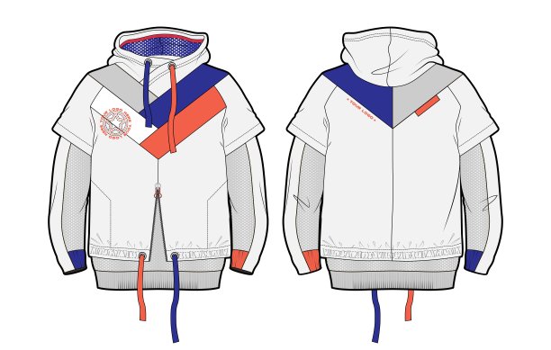连帽运动夹克与空气网格的细节和元素切割对比图片下载