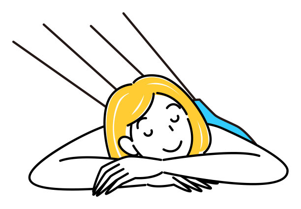 可爱的女人趴着享受磨砂美容护理。简笔插画矢量图图片下载