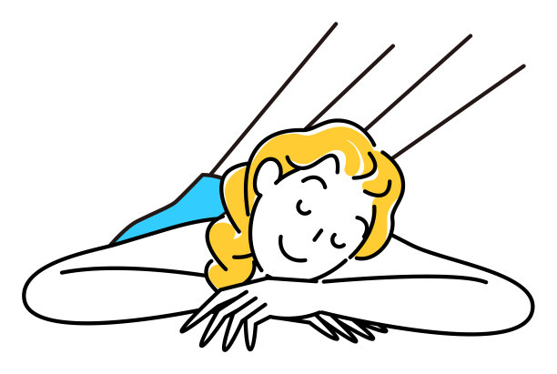 可爱的女士躺在他的肚子上，正在做一个很好的擦洗美容。简单说明向量图片下载