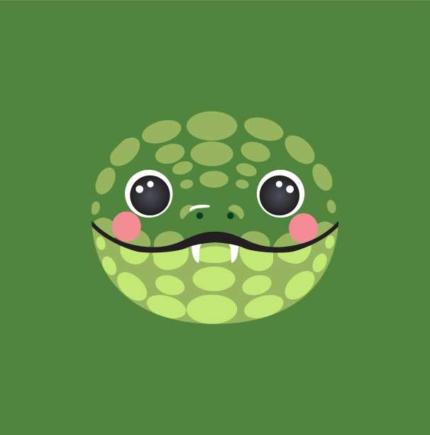 可爱的蛇肖像方形笑脸头卡通图片下载