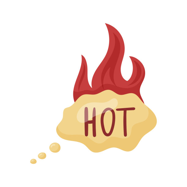 矢量孤立插图气泡演讲与文本热和火焰。图片下载